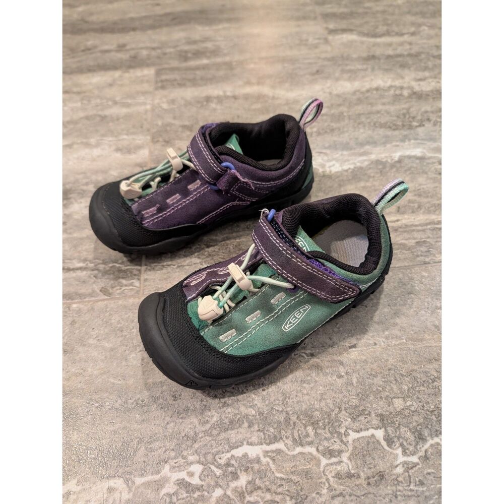 Keen Kids Jasper II Shoes Leather Purple/Green Hiking Sneaker Youth 10